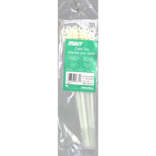 HDZC0043 Cable Ties with Head, Natural, 8.6-in, 10-pk