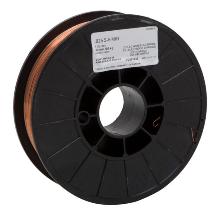 ED015790 Lincoln Electric S-6 0.025-in Solid MIG Wire- 11lb