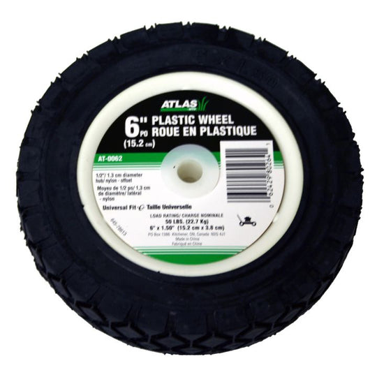 RA0202 Atlas Plastic Lawn Mower Wheel, 6 x 1.5-in