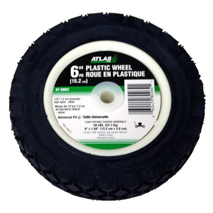 RA0202 Atlas Plastic Lawn Mower Wheel, 6 x 1.5-in