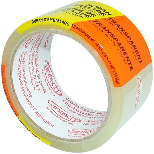 255C Cantech Box Sealing Tape, Clear, 1.9 in x 50 m