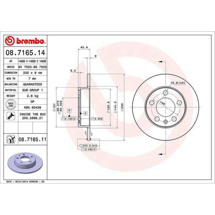 08.7165.11 Brembo Brake Rotor