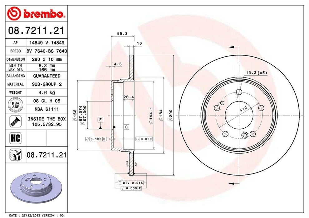 08.7211.21 Brembo Brake Rotor