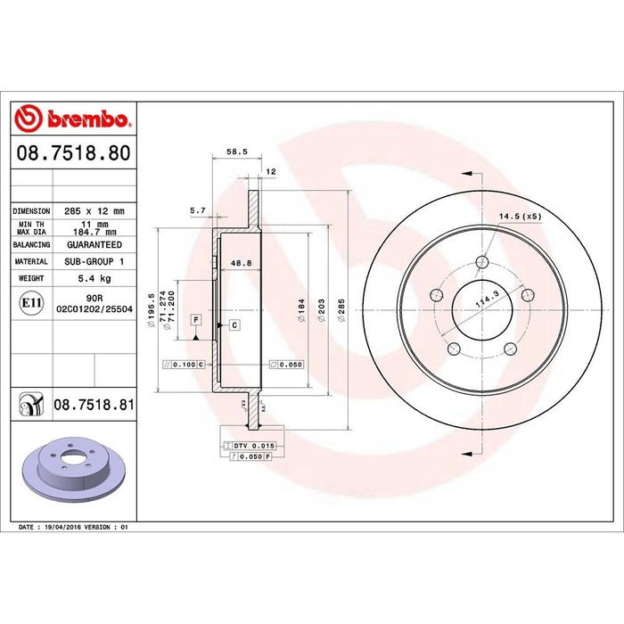 08.7518.81 Brembo Brake Rotor
