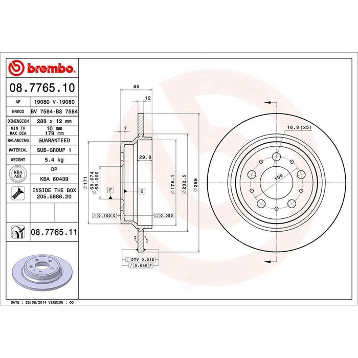 08.7765.11 Brembo Brake Rotor
