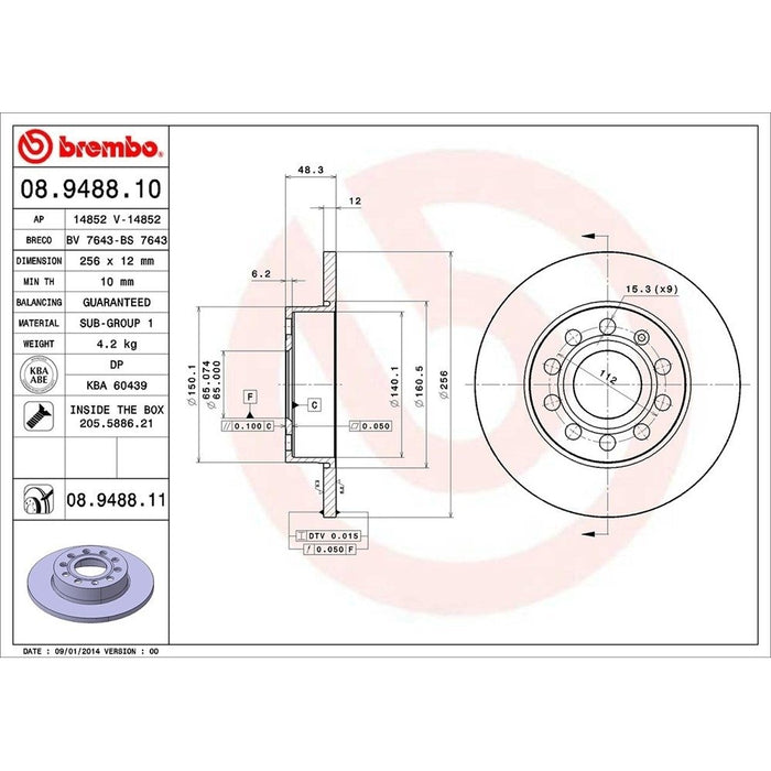 08.9488.11 Brembo Brake Rotor