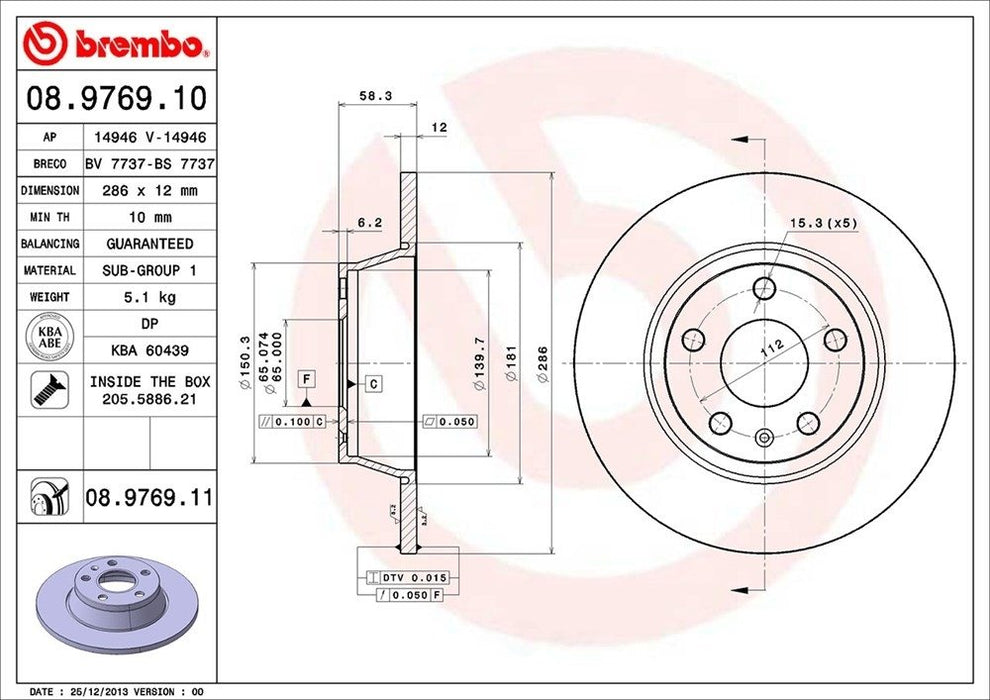 08.9769.11 Brembo Brake Rotor