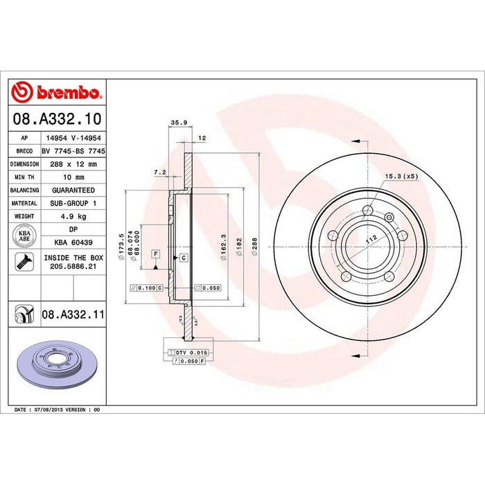 08.A332.11 Brembo Brake Rotor