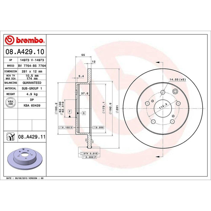 08.A429.11 Brembo Brake Rotor