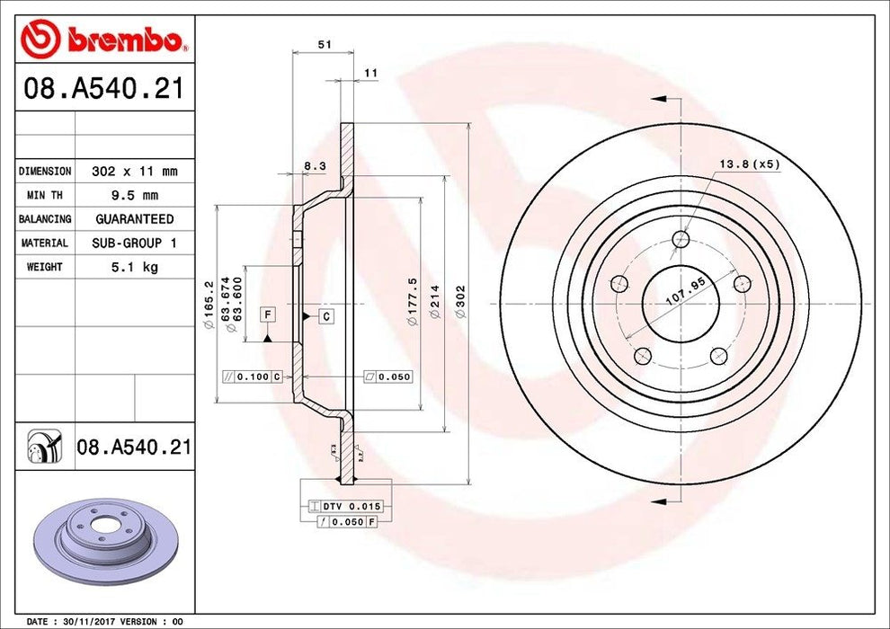 08.A540.21 Brembo Brake Rotor