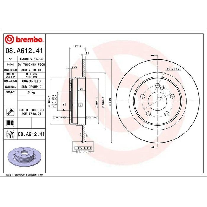 08.A612.41 Brembo Brake Rotor