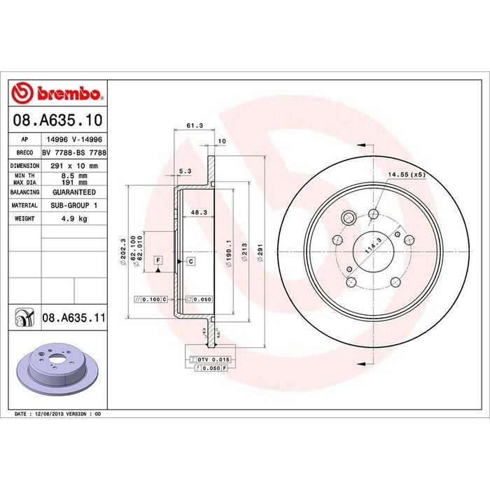 08.A635.11 Brembo Brake Rotor