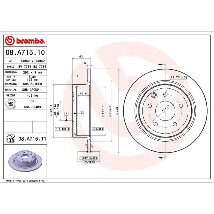 08.A715.11 Brembo Brake Rotor