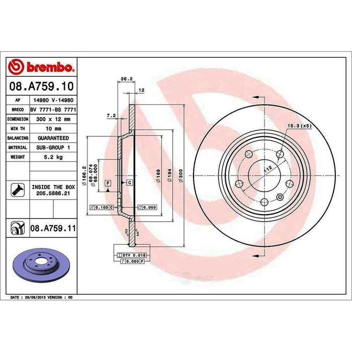 08.A759.11 Brembo Brake Rotor