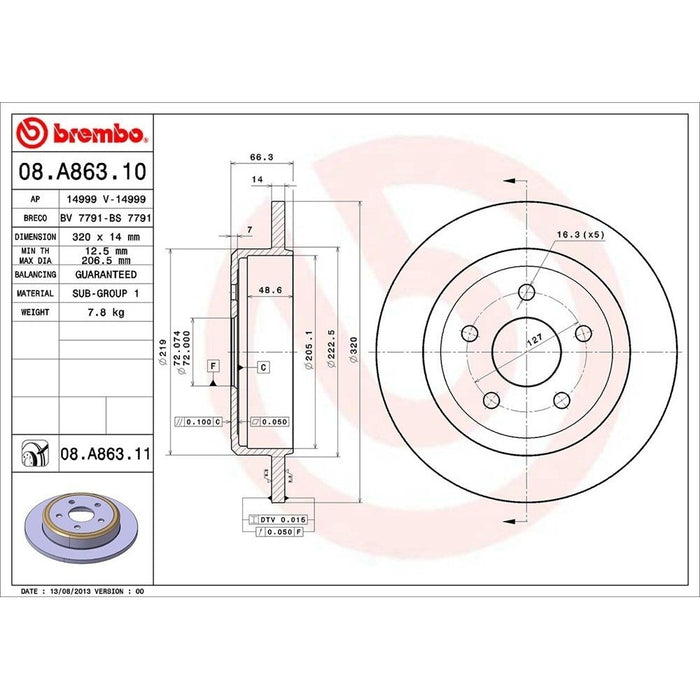 08.A863.11 Brembo Brake Rotor