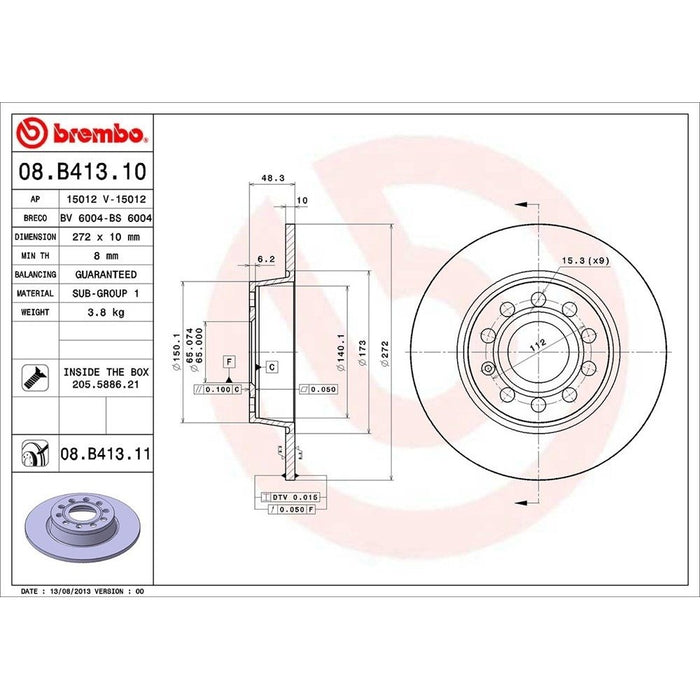 08.B413.11 Brembo Brake Rotor