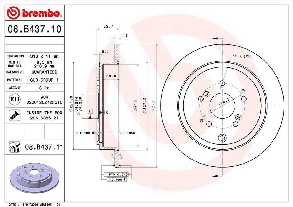 08.B437.11 Brembo Brake Rotor