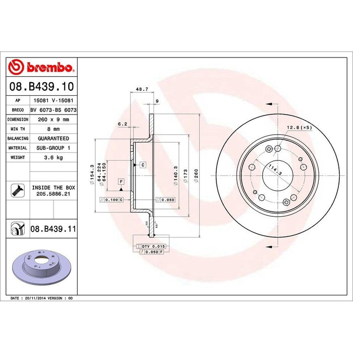 08.B439.11 Brembo Brake Rotor