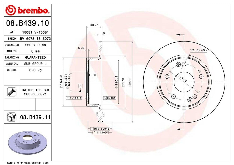 08.B439.11 Brembo Brake Rotor