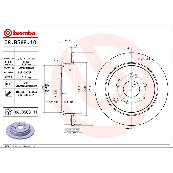 08.B568.11 Brembo Brake Rotor