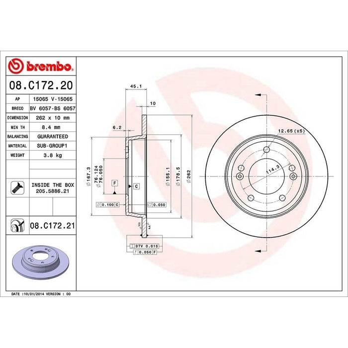 08.C172.21 Brembo Brake Rotor