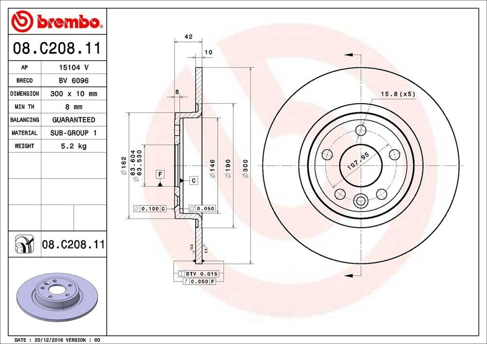 08.C208.11 Brembo Brake Rotor
