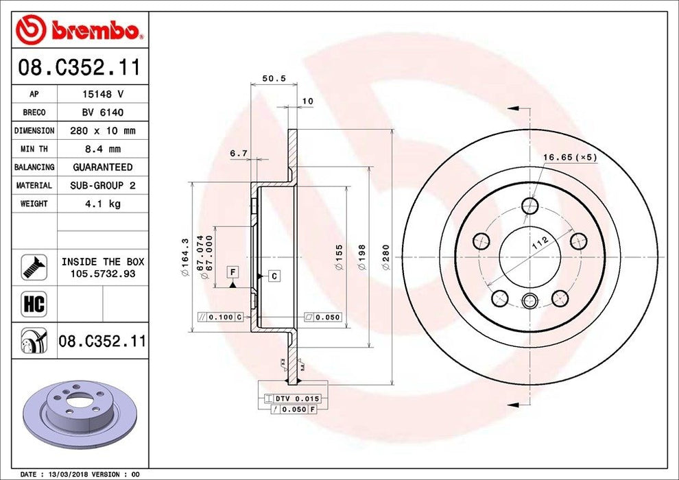 08.C352.11 Brembo Brake Rotor