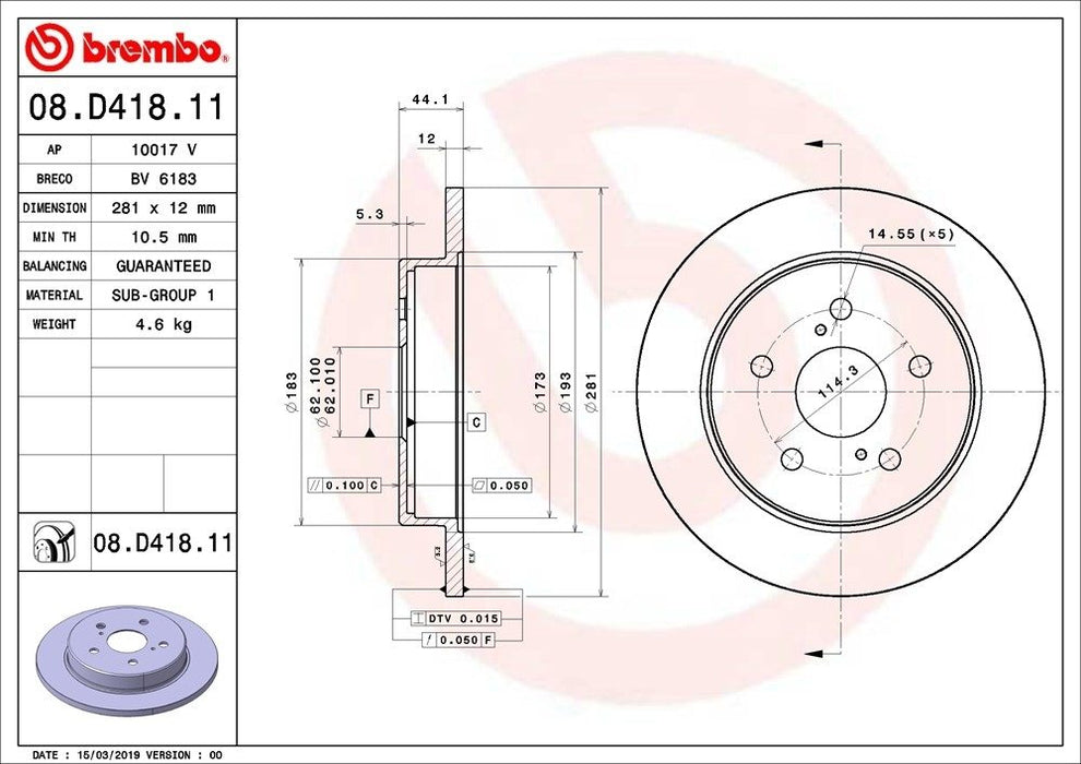 08.D418.11 Brembo Brake Rotor