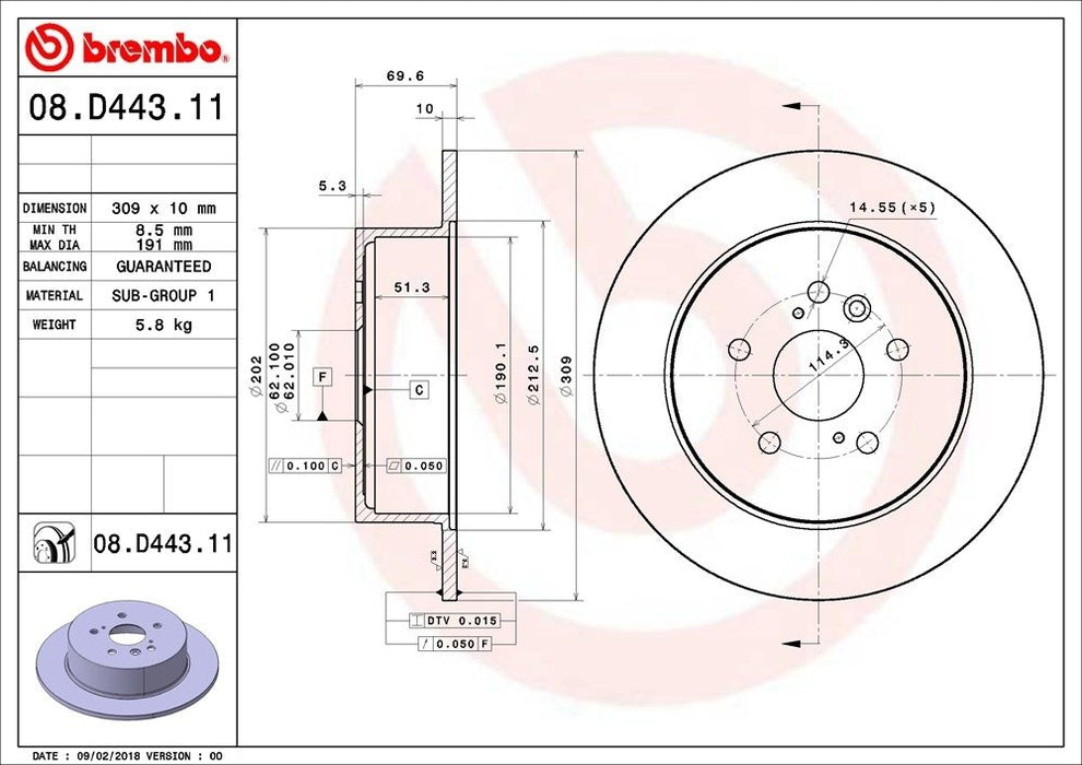 08.D443.11 Brembo Brake Rotor