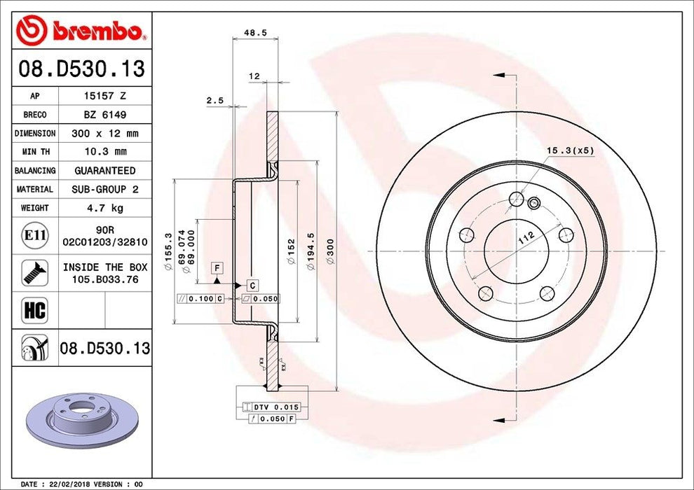 08.D530.13 Brembo Brake Rotor