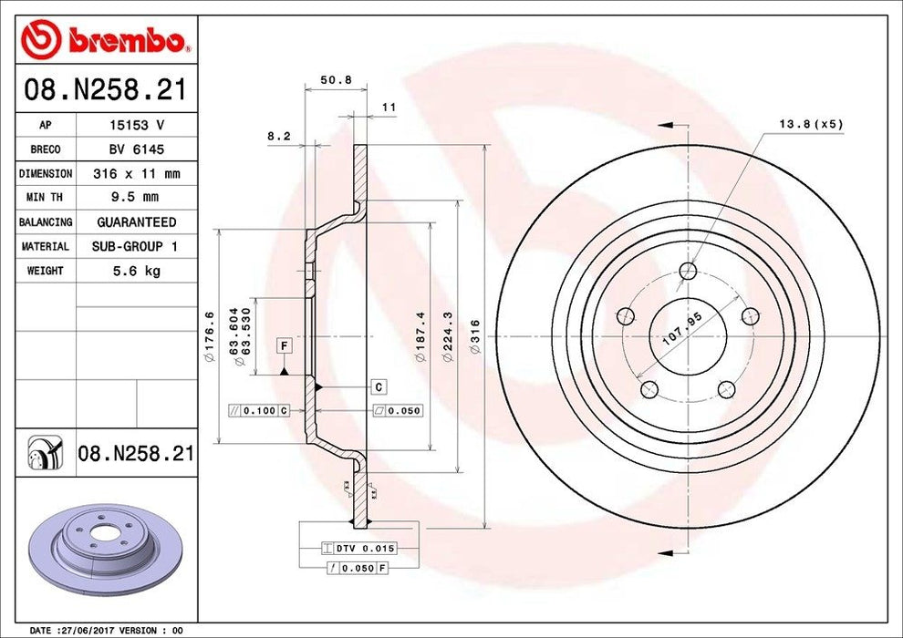 08.N258.21 Brembo Brake Rotor