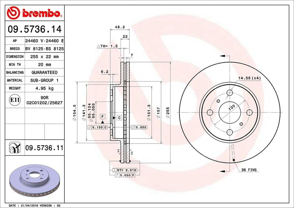 09.5736.11 Brembo Brake Rotor