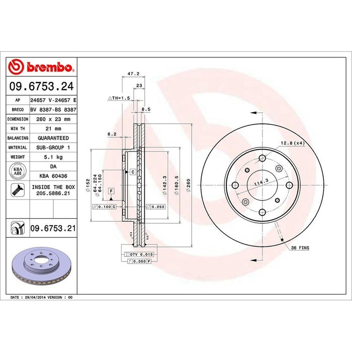 09.6753.21 Brembo Brake Rotor