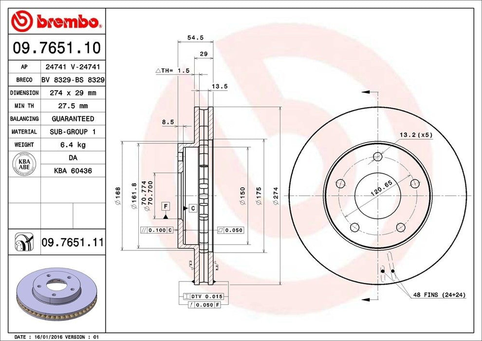 09.7651.11 Brembo Brake Rotor