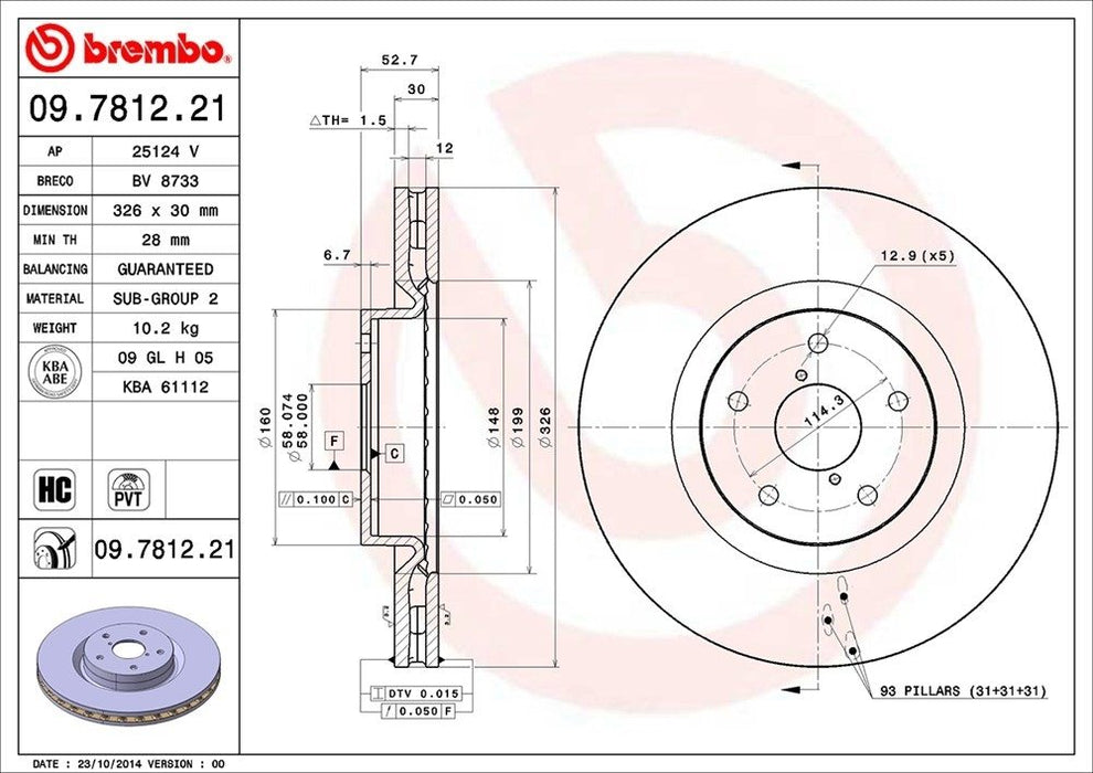 09.7812.21 Brembo Brake Rotor