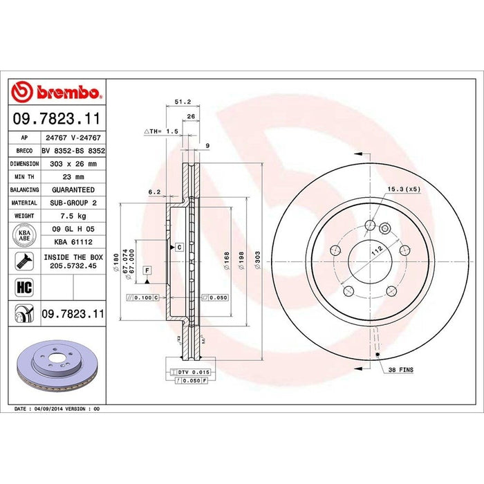 09.7823.11 Brembo Brake Rotor