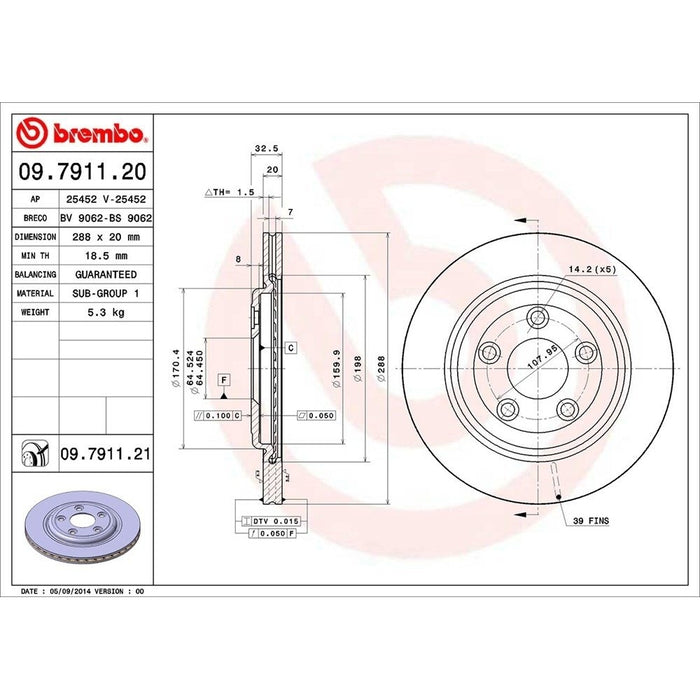 09.7911.21 Brembo Brake Rotor