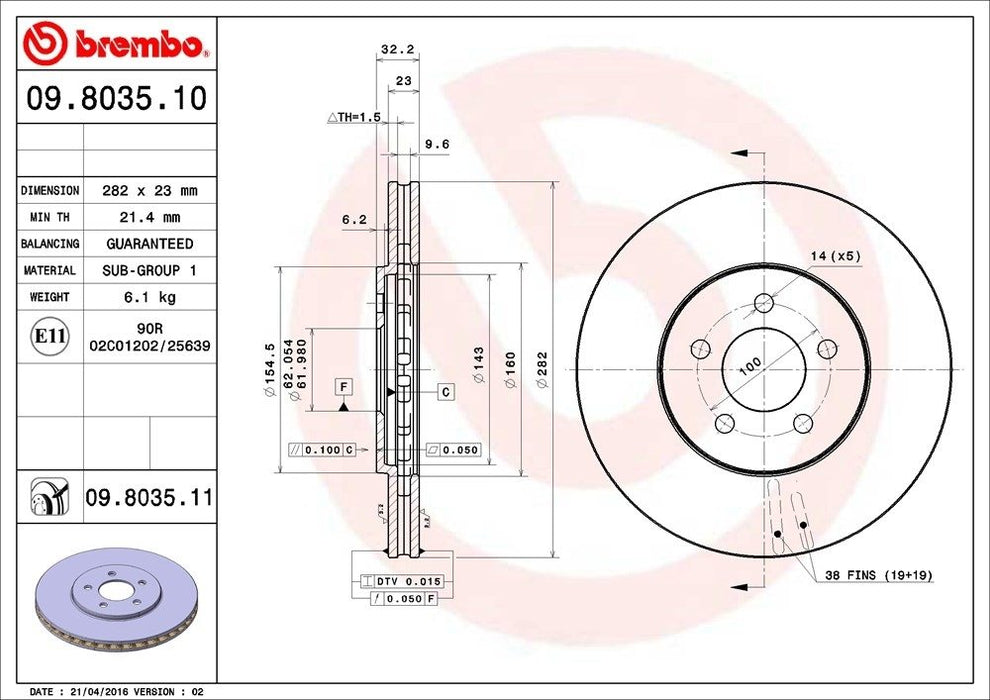 09.8035.11 Brembo Brake Rotor