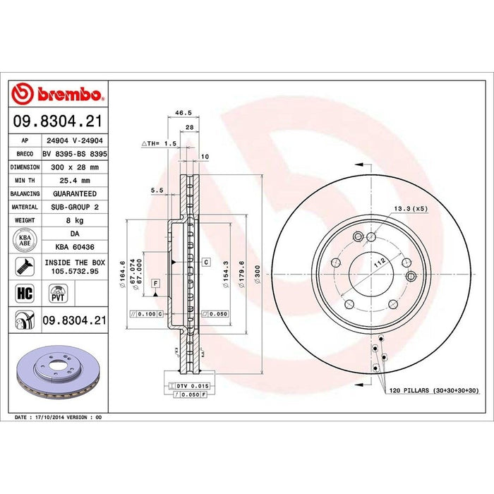 09.8304.21 Brembo Brake Rotor