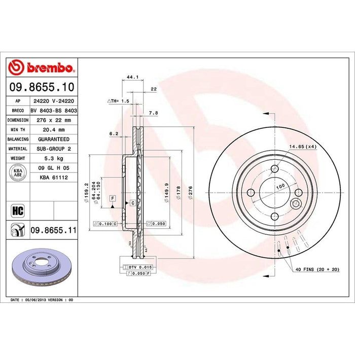 09.8655.11 Brembo Brake Rotor