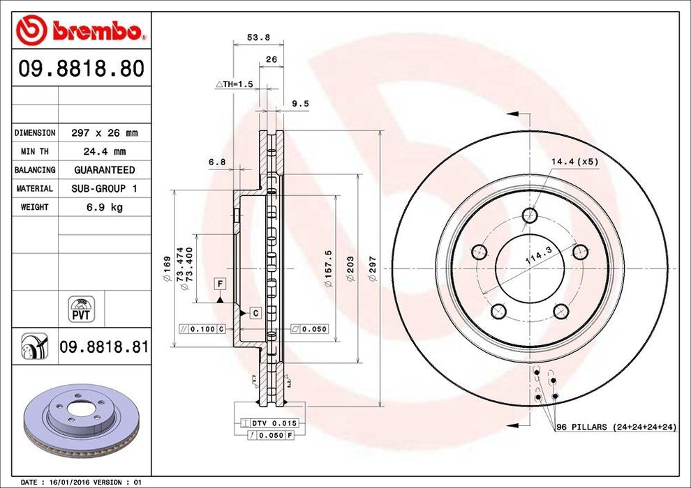09.8818.81 Brembo Brake Rotor