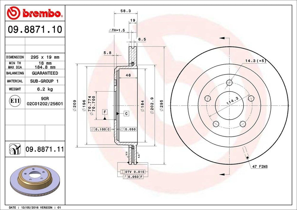 09.8871.11 Brembo Brake Rotor