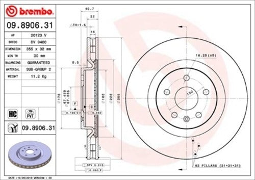 09.8906.31 Brembo Brake Rotor