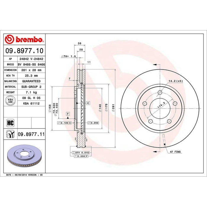 09.8977.11 Brembo Brake Rotor