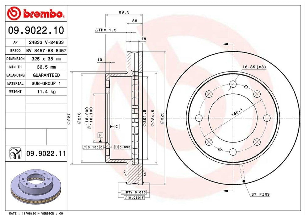 09.9022.11 Brembo Brake Rotor