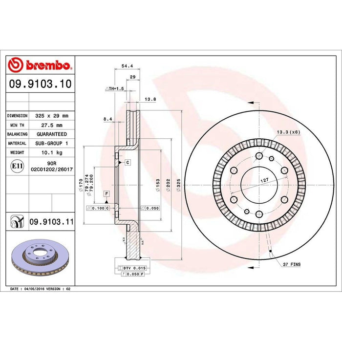 09.9103.11 Brembo Brake Rotor
