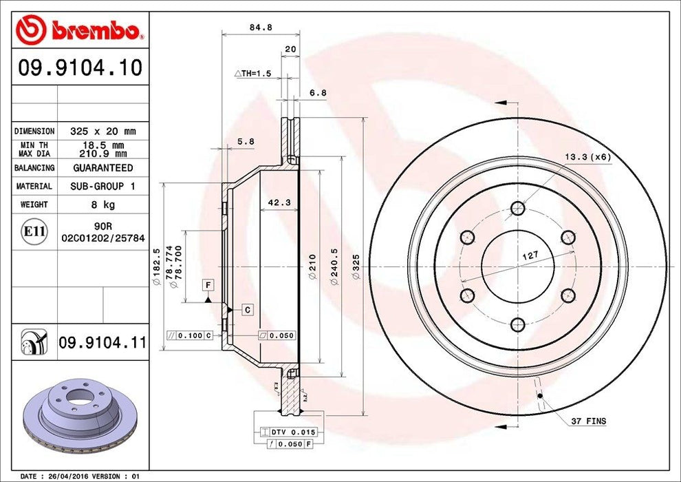 09.9104.11 Brembo Brake Rotor