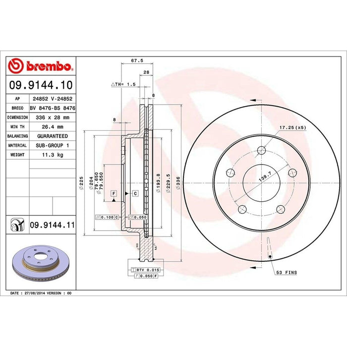 09.9144.11 Brembo Brake Rotor