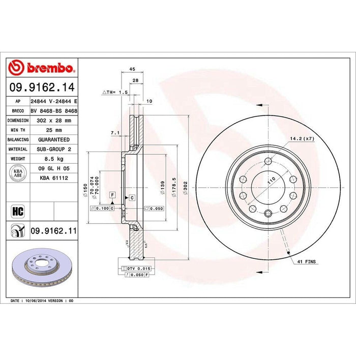 09.9162.11 Brembo Brake Rotor