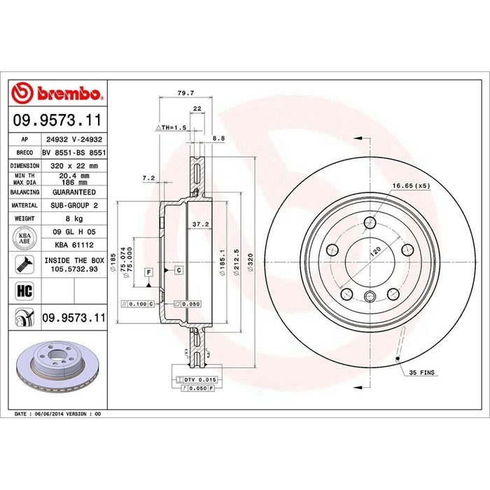 09.9573.11 Brembo Brake Rotor